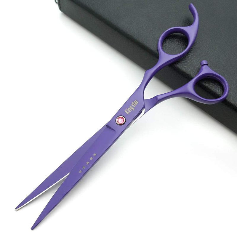 Kingstar 7.0in. Matt Purple Professional Pet Grooming Scissors Set,Straight & Thinning & Curved Scissors Set with Comb,case,A429 - Image 5
